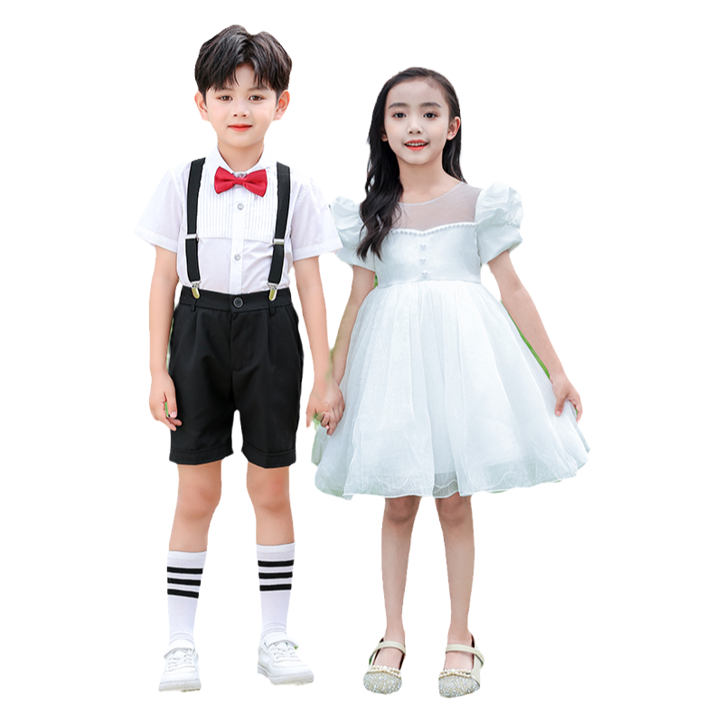 六一儿童节演出服男童背带裤小学生女童蓬蓬裙幼儿园毕业照表演服