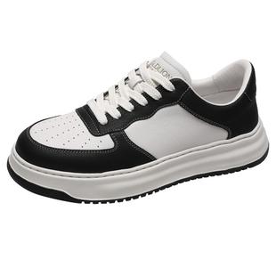 金利来男鞋新款黑白色耐磨时尚百搭休闲日常牛皮板鞋运动户外男鞋