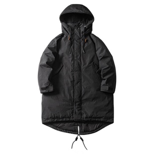 【UNAPS】燕尾白鸭绒派克羽绒服男女工装连帽加厚保暖中长款外套