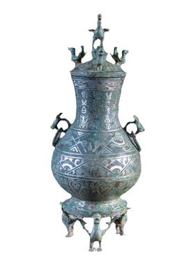 商务礼品客厅摆件立鸟壶铜器