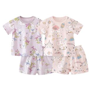 婴儿短袖套装夏季新款宝宝薄款纯棉衣服婴幼儿分体短裤男女童夏装