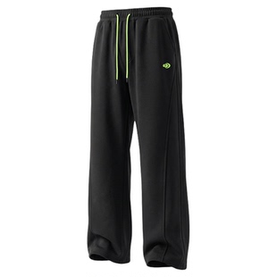 青少年加绒裤子男款2025新款初中生高级感加厚运动休闲直筒卫裤