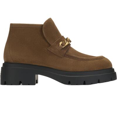 SW圆头拼接金属扣短筒靴女