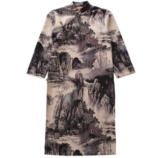 国潮新中式儿童长衫男童中国风长袍马褂相声大褂复古民国演出服装