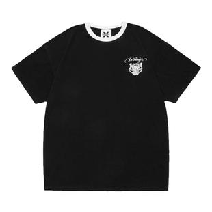 Ed Hardy X新款夏季胸前刺绣小LOGO刺绣毛巾感老虎头圆领男女T恤