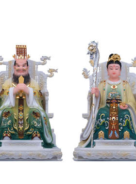 汉白玉龙王龙母神像客厅摆件