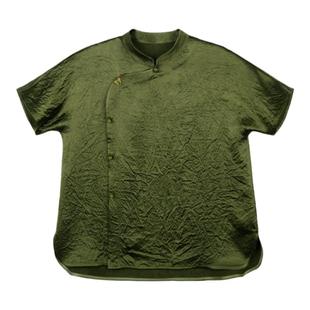 JINYU矜羽(墨絮)休闲圆领短袖新中式衬衫国风短袖中式上衣