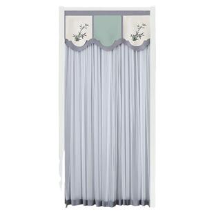 新中式门帘免打孔防蚊夏季蕾丝半帘纱帘布艺家用卧室隔断空调挡风