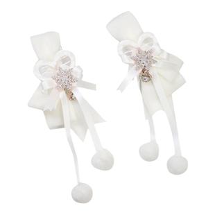 原创秋冬雪花对夹温柔可爱毛球双马尾头饰蝴蝶结少女鱼嘴夹发夹女