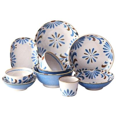 自营日本美浓烧陶瓷冲绳花餐具