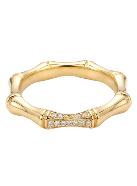 蕾迪高定竹节小钻镶嵌意大利工艺简约时尚百搭戒指