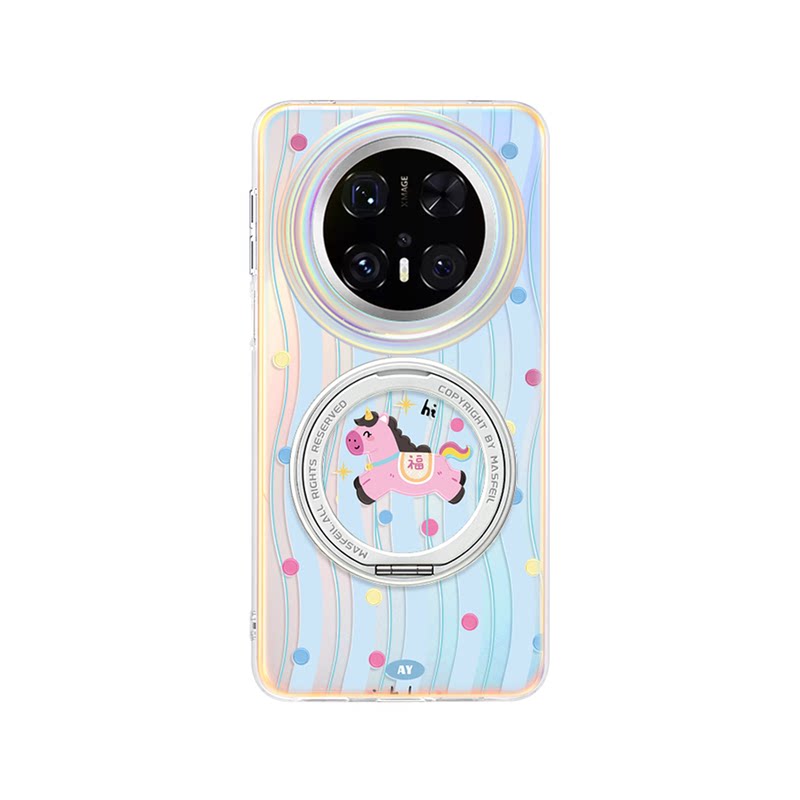 ANGYING × 欢乐小马适用华为Mate80Promax手机壳磁吸支点Lo5新款女mate60全包高档mt70带支架por+小众套