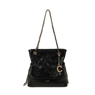 Chio’2nd 托特包精致斜挎小包包女式2025新款黑色时髦通勤链条包