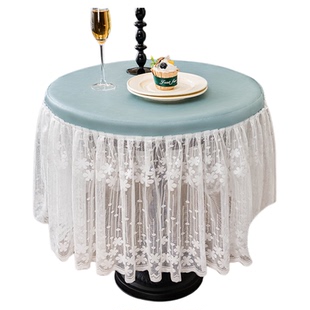 蕾丝圆桌桌布罩防水防油免洗餐桌布圆形家用阳台小圆桌茶几套盖巾