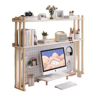 桌面置物架学生电脑桌书架宿舍书桌上多层收纳架台面分层实木架子