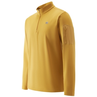 KOLON SPORT可隆户外休闲衣吸湿排汗抗菌男士弹力半拉链长袖T恤