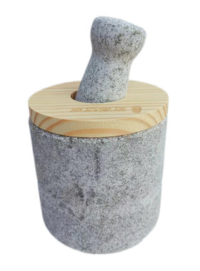 厨房老式天然石头蒜臼捣碎器