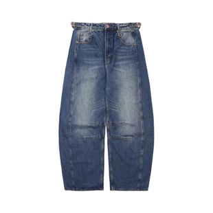 badblood英伦嘻哈日常穿搭牛仔裤休闲宽松弯刀裤阔腿裤拖地直筒裤