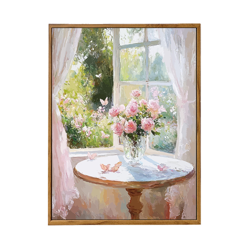 雅调diy数字油画浪漫花卉粉玫瑰