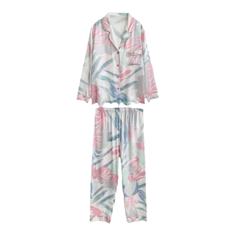 长袖舒适家居服套装真丝睡衣女