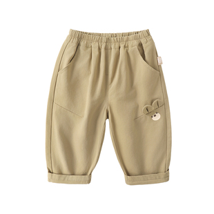 咔咔熊猫儿童直筒长裤春款男女童休闲裤子春装宝宝卡通宽松梭织裤