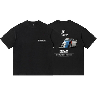 宝马Mpower经典跑车德系纯棉短袖T恤衫上衣服男装宽松休闲印花潮