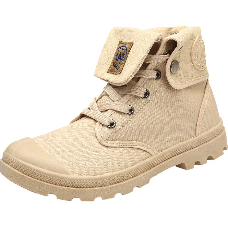 春季透气高帮翻边帆布鞋马丁靴男两用布鞋英伦时尚耐磨户外工装靴