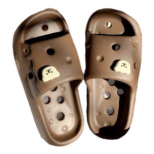 细细条 镂空漏水防臭男女洗澡凉拖夏eva软底居家情侣可爱小熊拖鞋