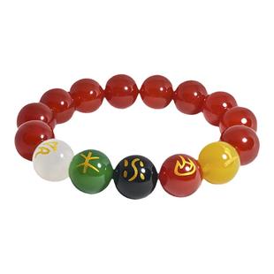 红色天然玛瑙五行珠手链女情侣闺蜜水晶本命马年饰品男生日礼物