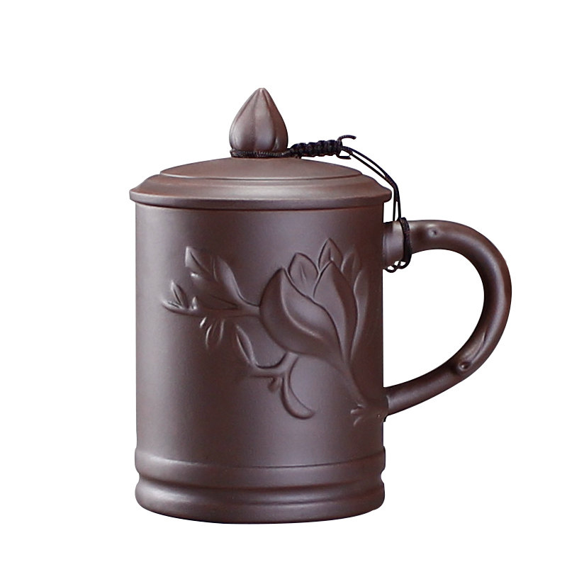 宜兴泡茶杯紫砂杯带盖茶杯功夫茶具陶瓷杯办公杯礼品杯大水杯盖杯