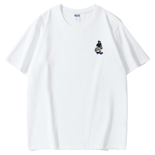 重磅240g纯棉短袖T恤男刺绣夏季宽松百搭圆领潮流男士打底衫半袖