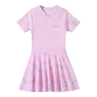 迪士尼儿童泳衣女童连体裙2025新款中大童女孩宝宝速干防晒游泳衣