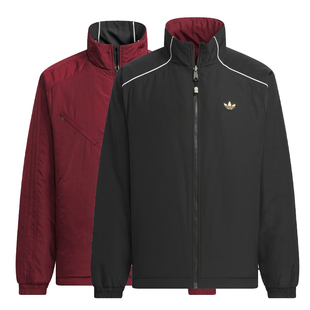 Adidas三叶草男女双面穿立领防风夹克休闲宽松复古保暖棉服KA0821