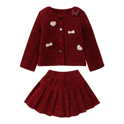 女童冬季套装小香风夹棉加厚冬装