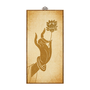 东南亚佛手莲禅意瑜伽馆酒店会客厅轻奢装饰画心经菩萨佛像晶瓷画