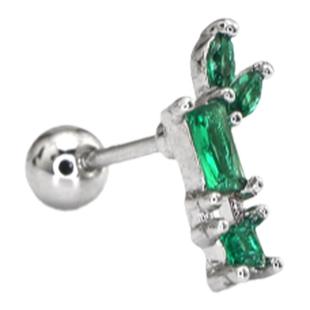 Shinma 【新中式-小竹】钛钢锆石竹子竹节国风白绿粗杆耳钉耳骨钉