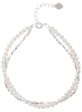 老凤祥碎银珍珠手链女款小众轻奢2025新款纯银手串送女友生日礼物