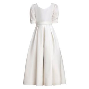 儿童白色钢琴演出服女童乐团合奏礼服中大童小提琴演奏服简约长裙