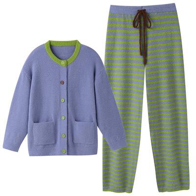 睡衣女士秋冬半边绒长袖家居服