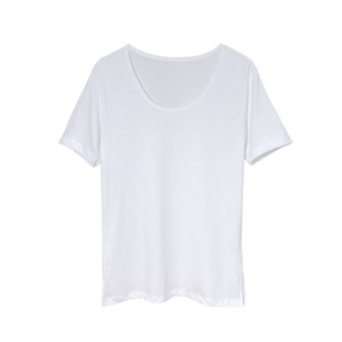 大领口短袖纯色t恤女宽松u领心机露锁骨显瘦性感低领小众上衣女潮
