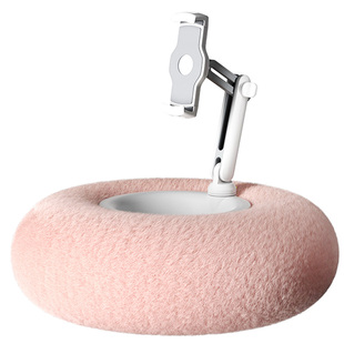 乐得手机ipad毛绒抱枕支架平板电脑支撑架夹子追剧可旋转桌面支架