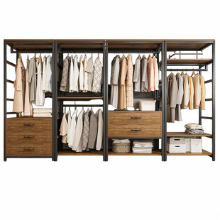 开放式衣柜自制步入式衣帽间架子衣橱衣服货架卧室组合落地挂衣架