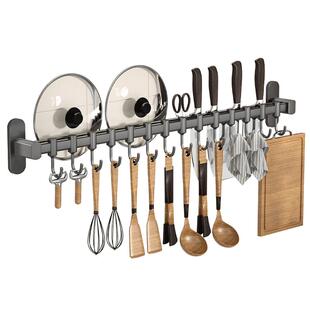 贵漠厨房挂钩免打孔挂杆太空铝壁挂式排钩厨房置物架锅铲勺子刀架