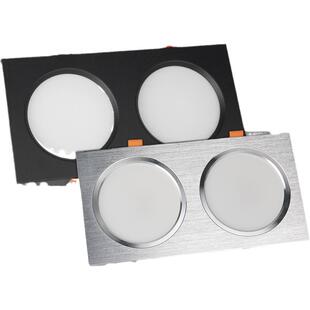 筒灯led斗胆灯双头嵌入式方形格栅吊顶家用双眼孔灯射灯过道客厅