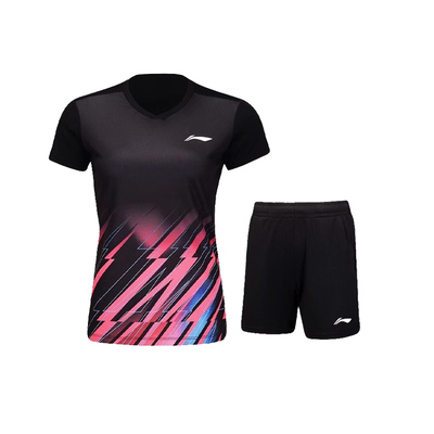 新款李宁羽毛球服套装 透气速干运动短袖AATU031 AATU032男款女款