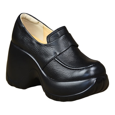 misili黑色复古防水台增高单鞋