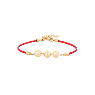 白岚18k金akoya海水珍珠手链女本命年红绳小众设计感手饰KSL0044