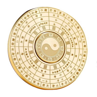 黄铜复古实心多层螺旋旋转罗盘太极八卦指尖陀螺手把件轮盘玩具大