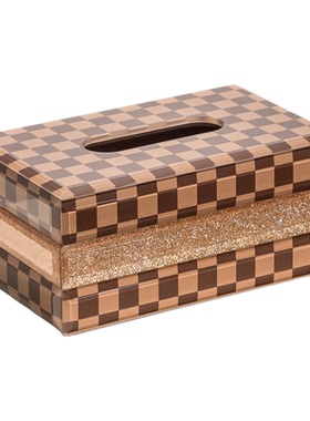 KP轻奢棋盘格桌面纸巾盒