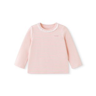 英氏儿童长袖t恤春季春秋女童甜美百搭碎花圆领套头打底衫上衣